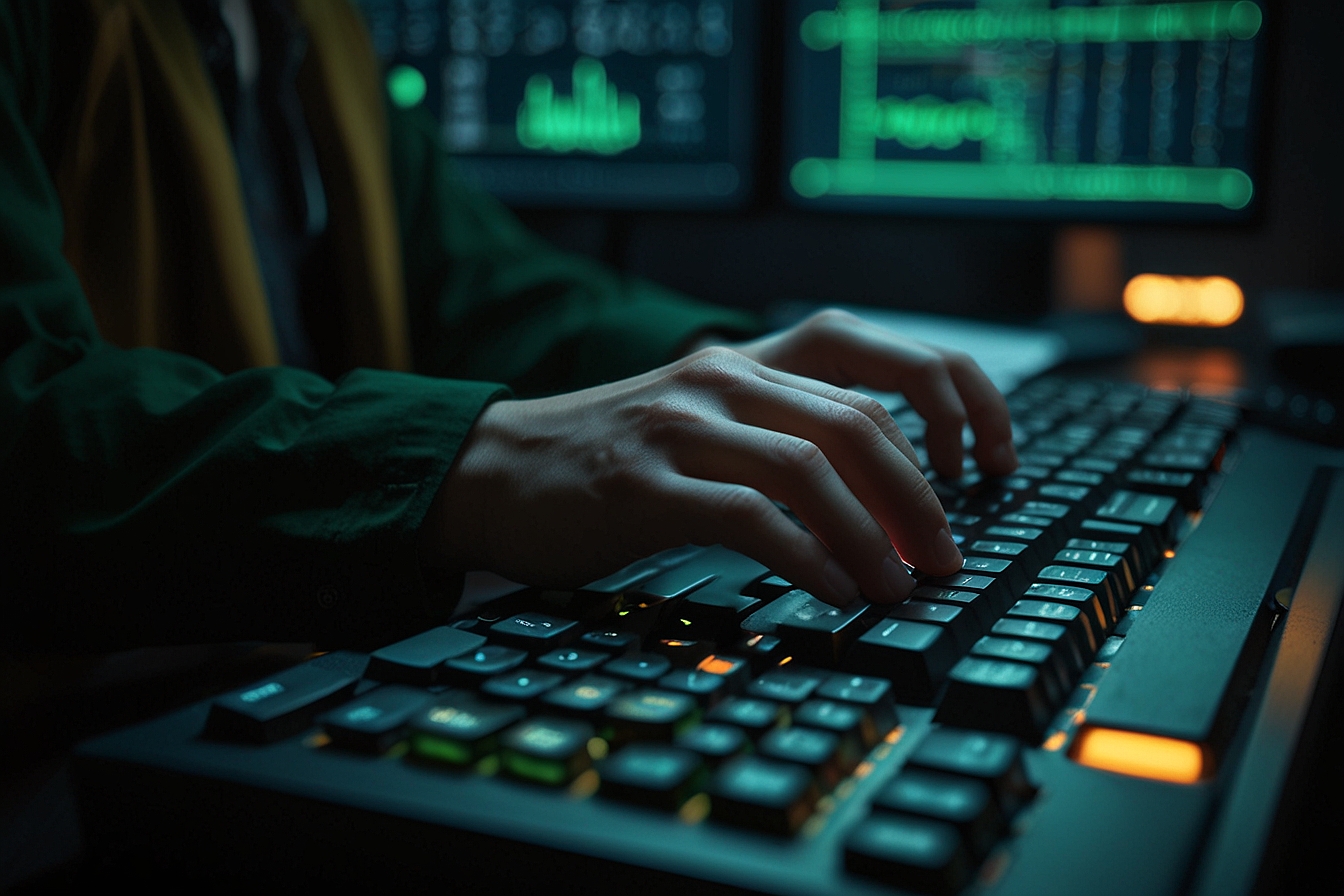 Manos escribiendo en un teclado mientras una pantalla muestra parámetros UTM y tablas de conversión web