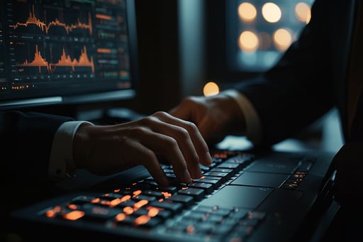 Empresario analizando una pantalla con métricas de conversión de una landing page activa